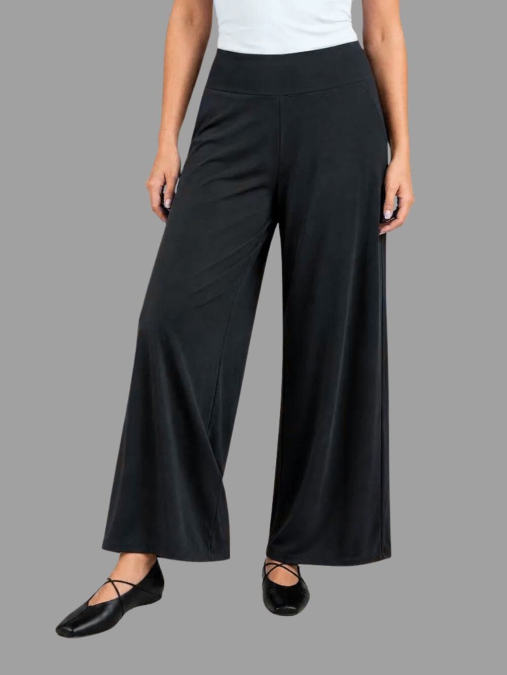 Sympli Women’s Navy Wide Leg Pull-On Stretch Pants Size 8